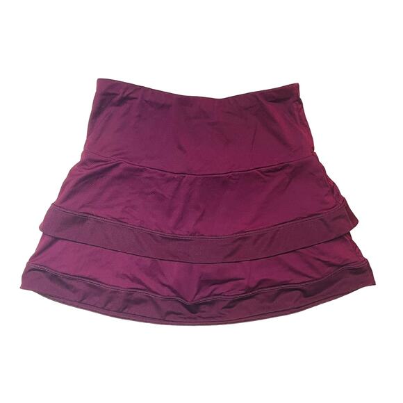 Sweaty Betty Layered Tiered Ruffle Skirt Maroon Skort Mini Y2k 90s Activewear - Picture 1 of 5